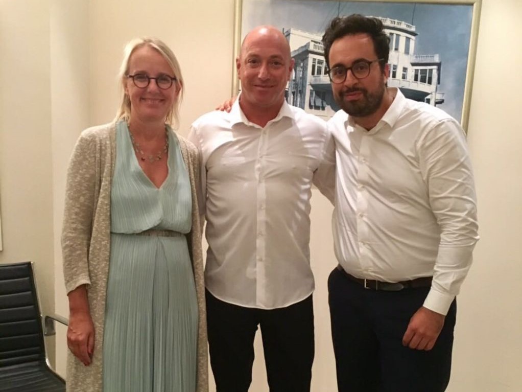 L’ambasciatrice Francese in Israele, sig.ra Hélène Le Gal, e Mounir Mahjoubi, Segretario di Stato Francese per gli Affari Digitali con Hanan Friedman.